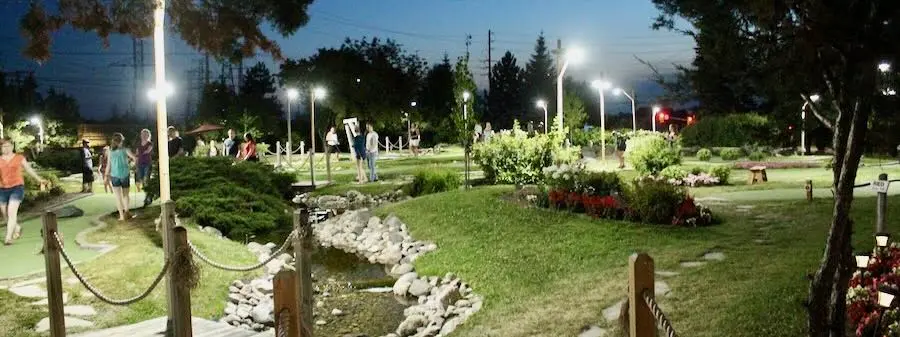 Mini Golf Gardens course lit for evening play
